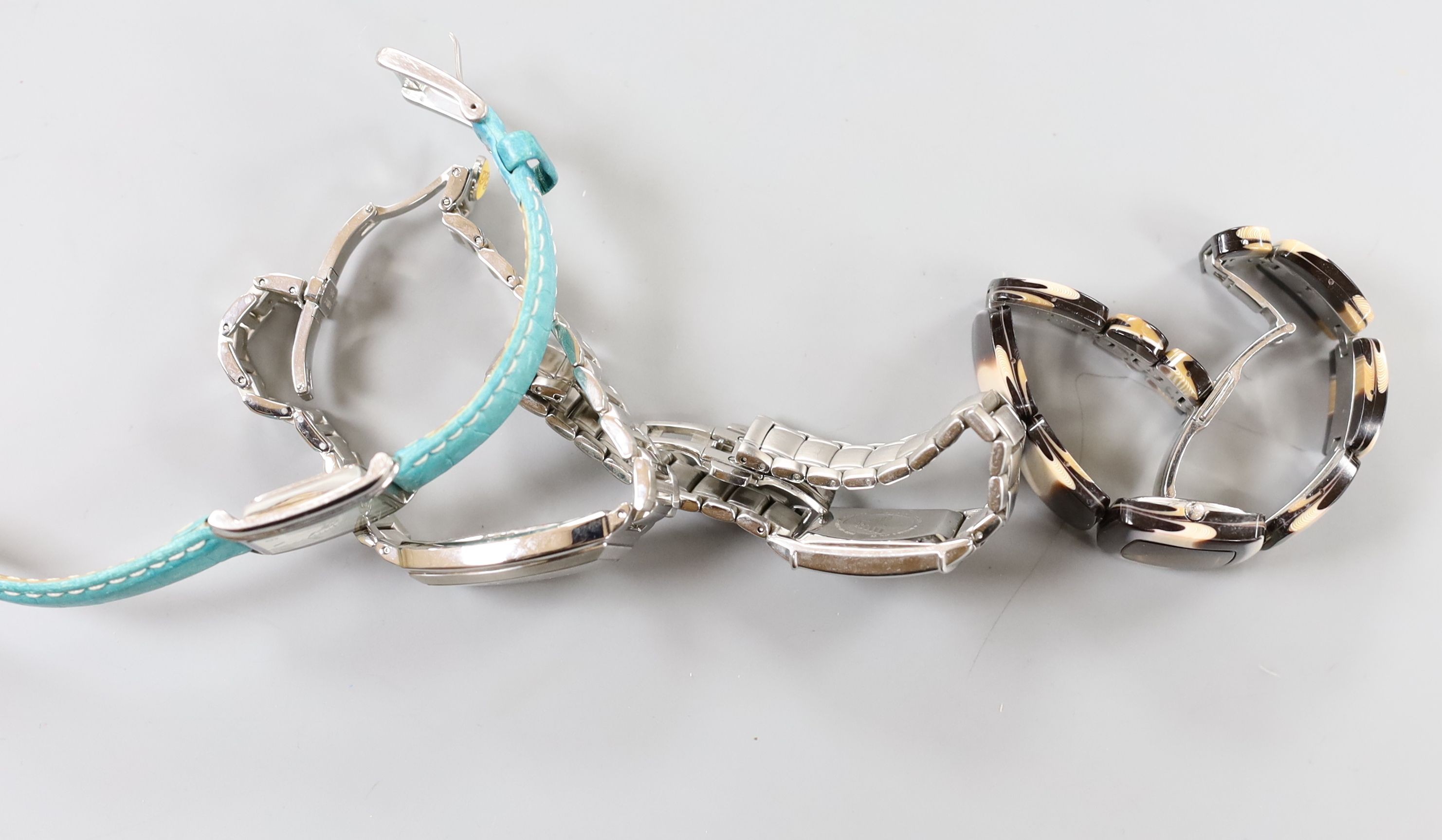 Four lady's modern quartz wrist watches, to include Ted Baker, DKNY and Emporio Armani(2), no boxes or papers.